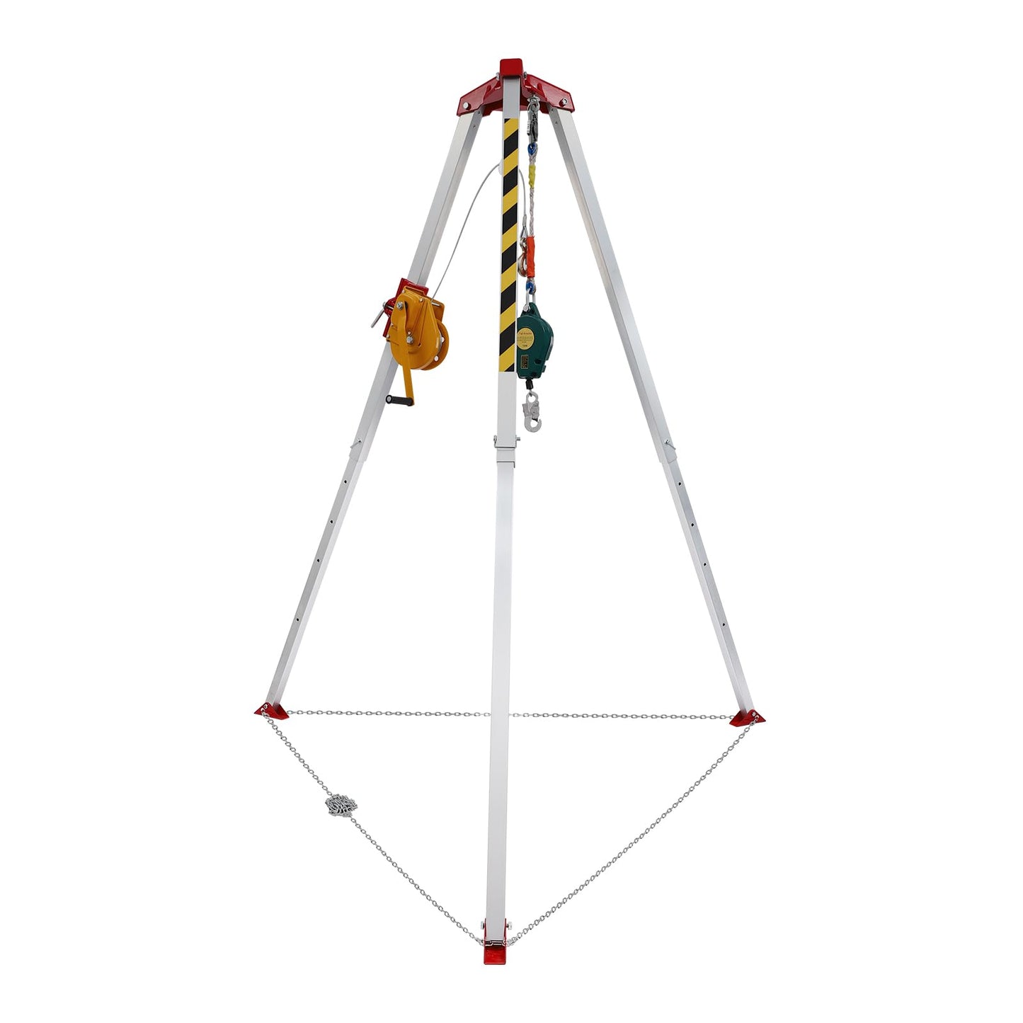 Confined Space Tripod Kit with 1800lbs Load Winch, Heavy Duty Confined Space Rescue Tripod with Self-Locking Device, Fall Arrester, 5.25-8ft Adjustable Working Height, 65.6ft Steel Wire