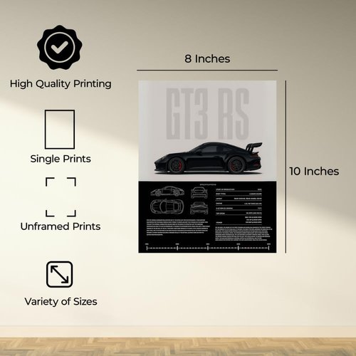 InkFlow Vintage Racing Car Poster - Classic Supercar Wall Art for Boys' Bedroom | 8x10 Unframed Canvas Print