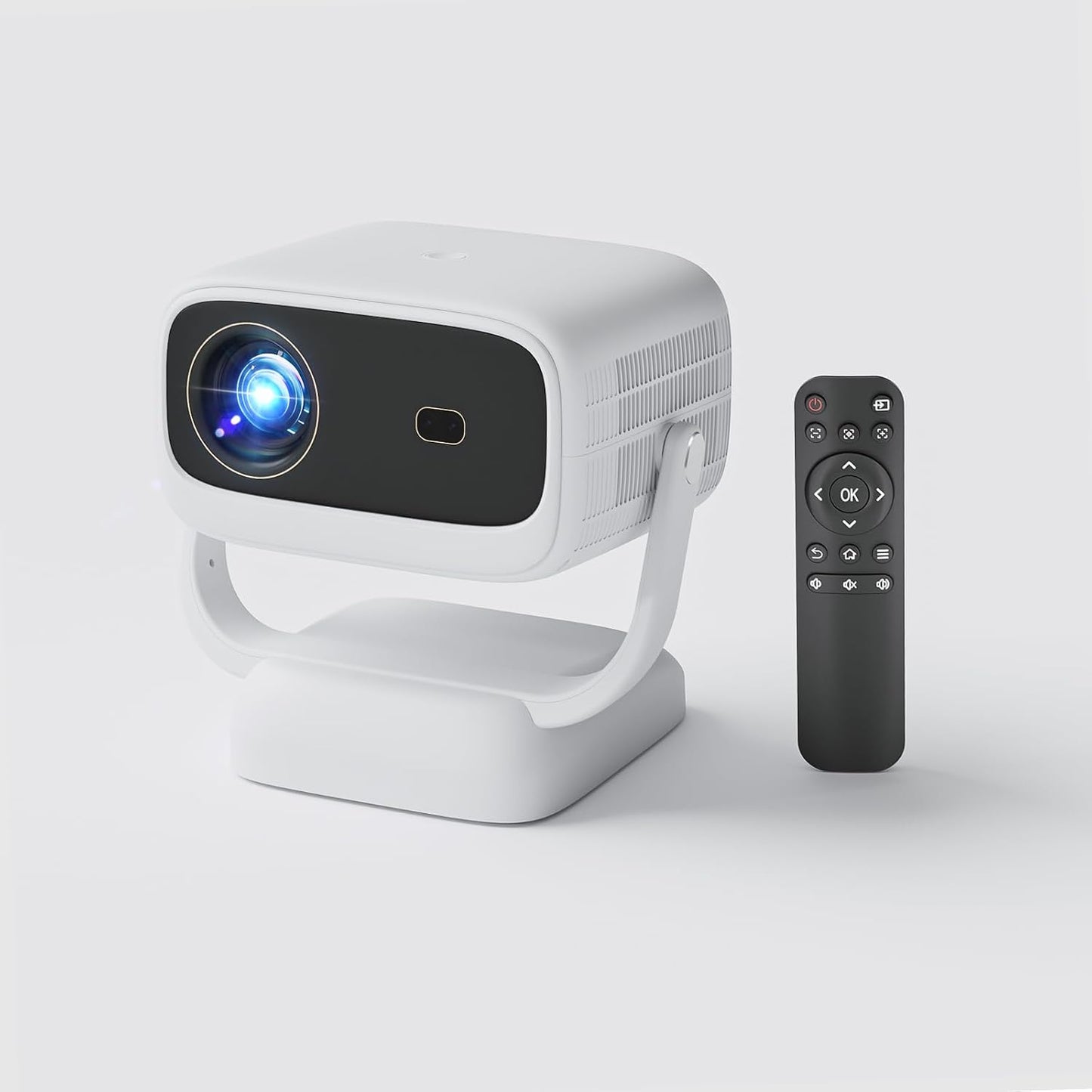 FXiaoy 4K 1080P Portable WiFi Bluetooth Projector, Support Smart Mini Projector with Rotatable Stand, FHD Home Cinema