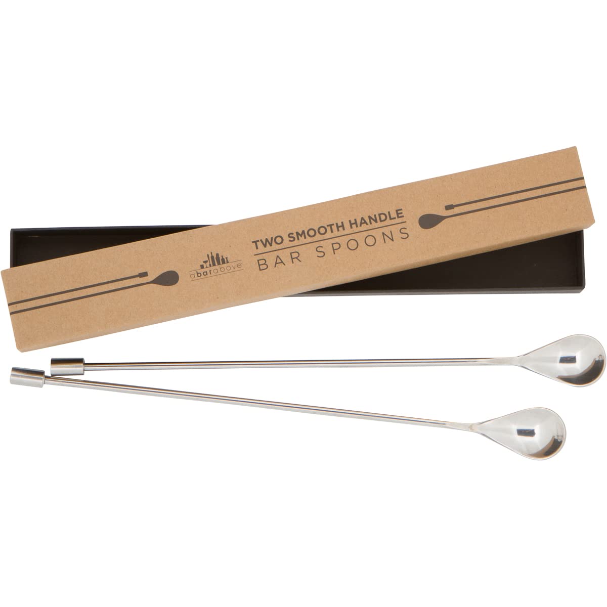 A Bar Above Bar Spoon Set, Spiral Handle, Stainless Steel Mixing Spoons for Cocktail Mixer Set, to Stir and Layer, Basic Professional or Home Bars Accessories (Stainless Steel, Smooth)