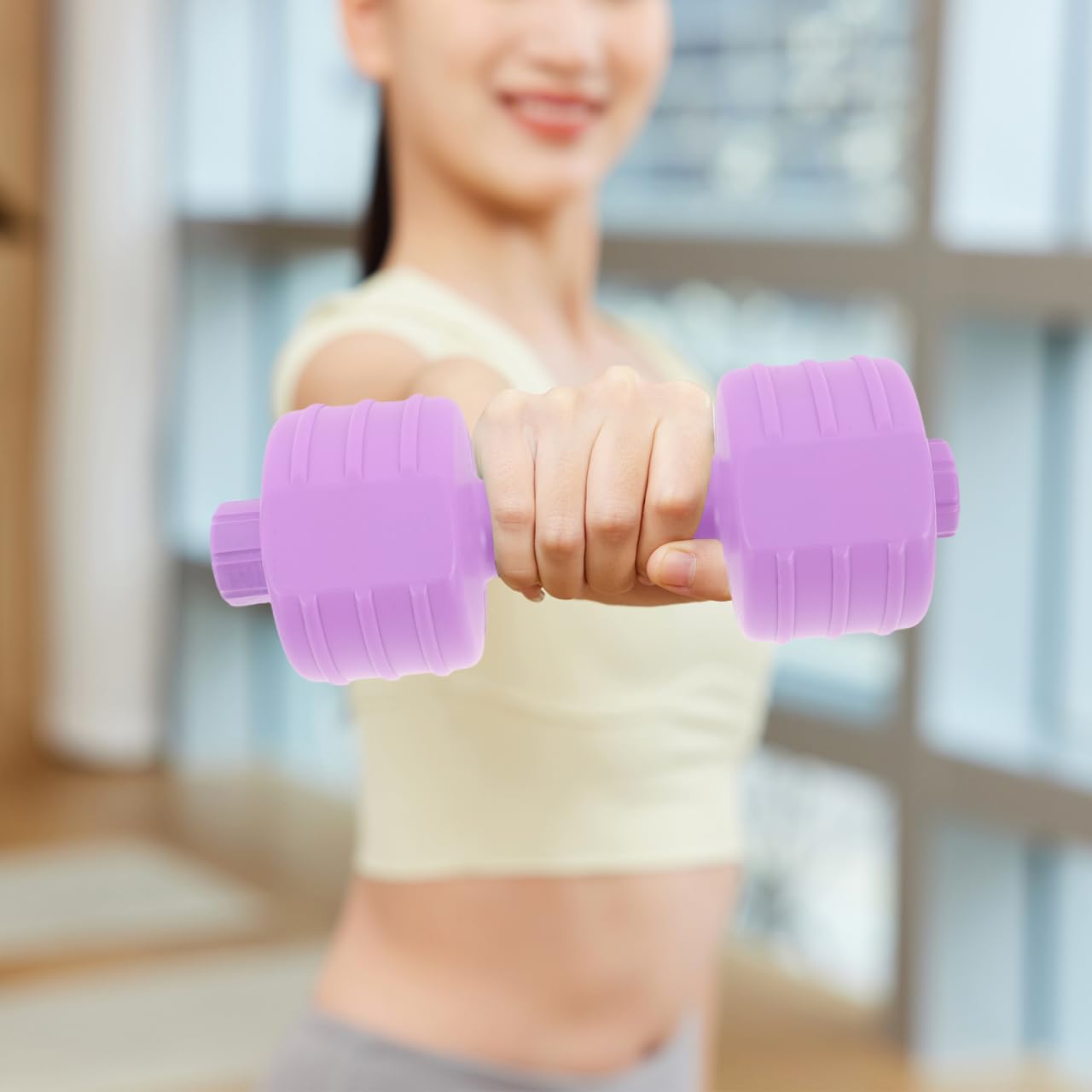 Abaodam Adjustable Dumbbell Shaped Water Bottles for Women 2 Pack Lightweight Fitness Equipment for Home Gym Office Body Shaping and Toning Arms Waist 9.84X3.54X3.54In