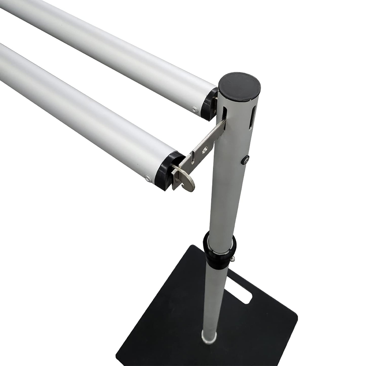 Hecis Double Layer Adjustable Crossbar and Hangers for Pipe and Drape Kit, 8-10ft Width Silvery Aluminum Backdrop Stand