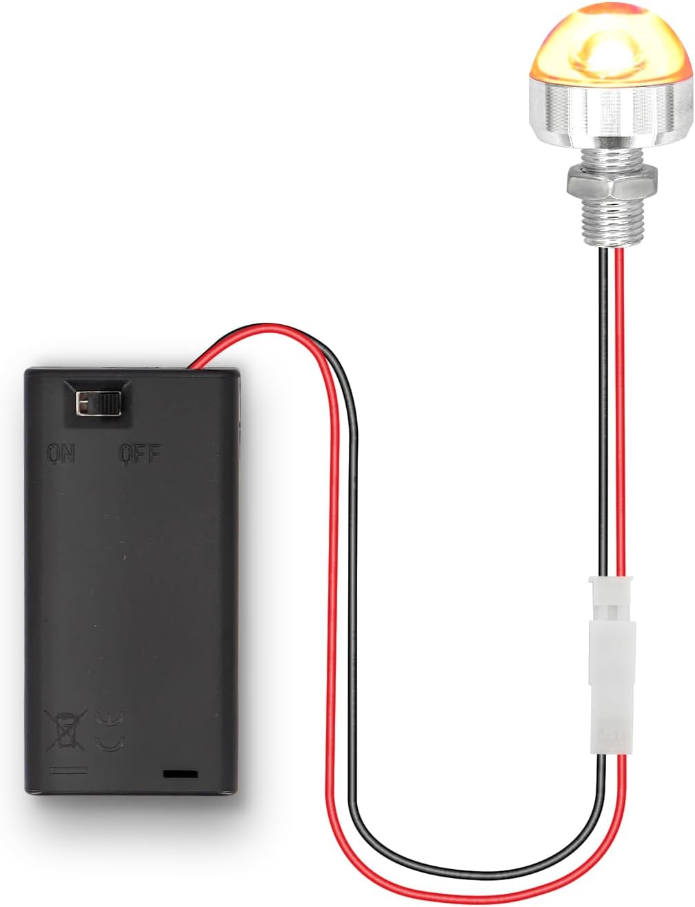 Bulb 3V, 1 Pack AA Battery Holder with Small LED and Switch Battery Box with Terminals, Miniature LED Lights Wiring Kit