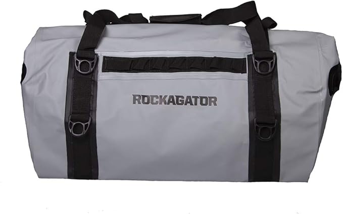 Waterproof Duffle Bag for Travel and Camping with Roll-Top Closure, Durable, All-Weather, and Versatile Dry Bag - Rockagator Mammoth Series (60 Liter, Grey/Black)