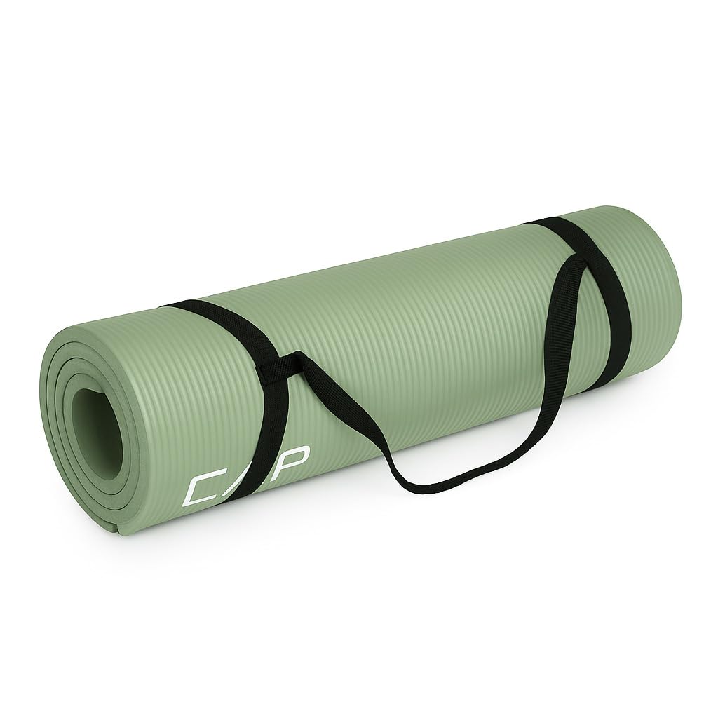 CAP Barbell High Density Exercise Yoga Mat with strap, 68"x24"x 1/2" - Sage Green