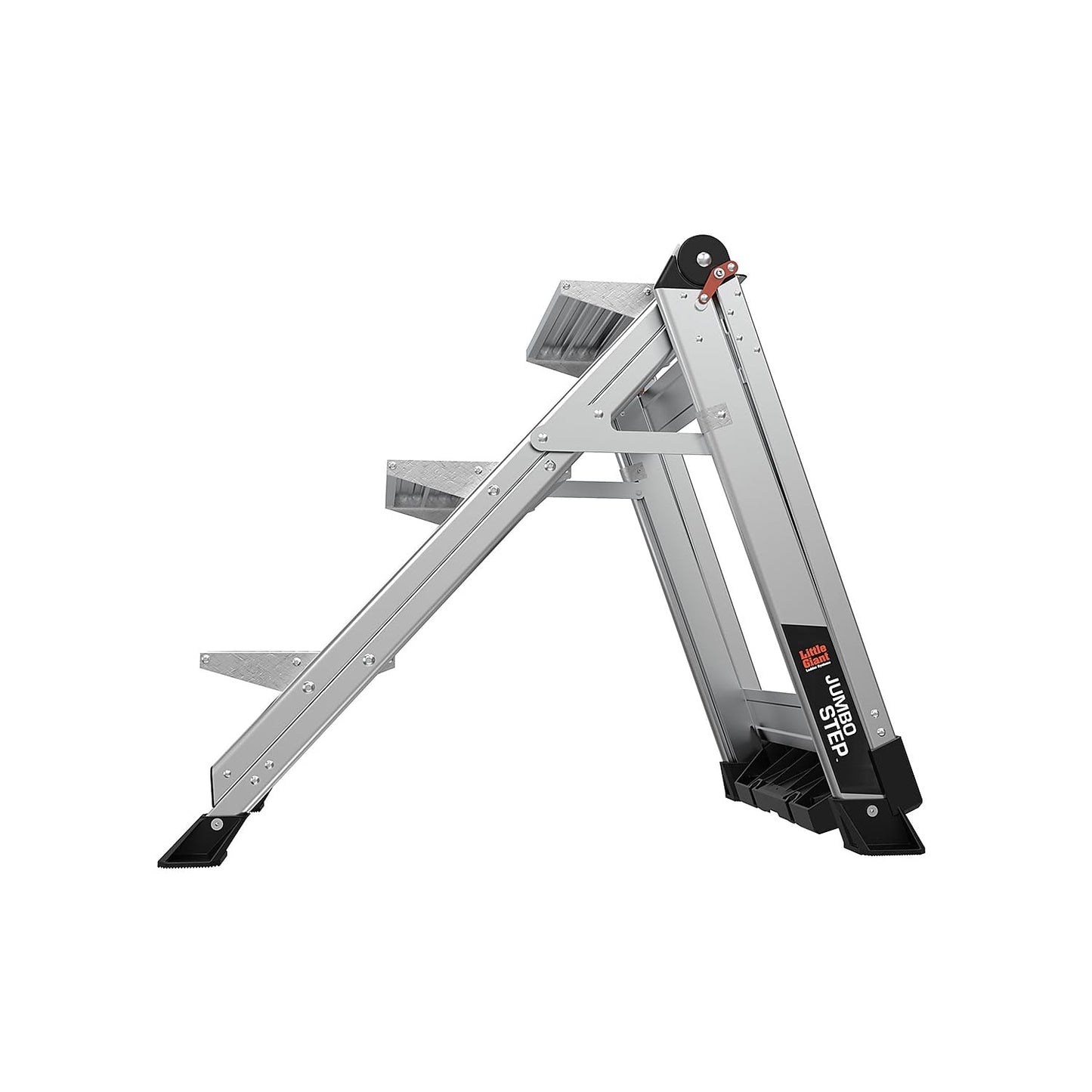 Little Giant Ladders Jumbo Step Stool with Handrail, 3-Step, Lightweight, Aluminum, 375 lb Load Capacity, Type 1AA, 8.7-Ft Reach Height, with Tool Tray, Platform Steps (11903)