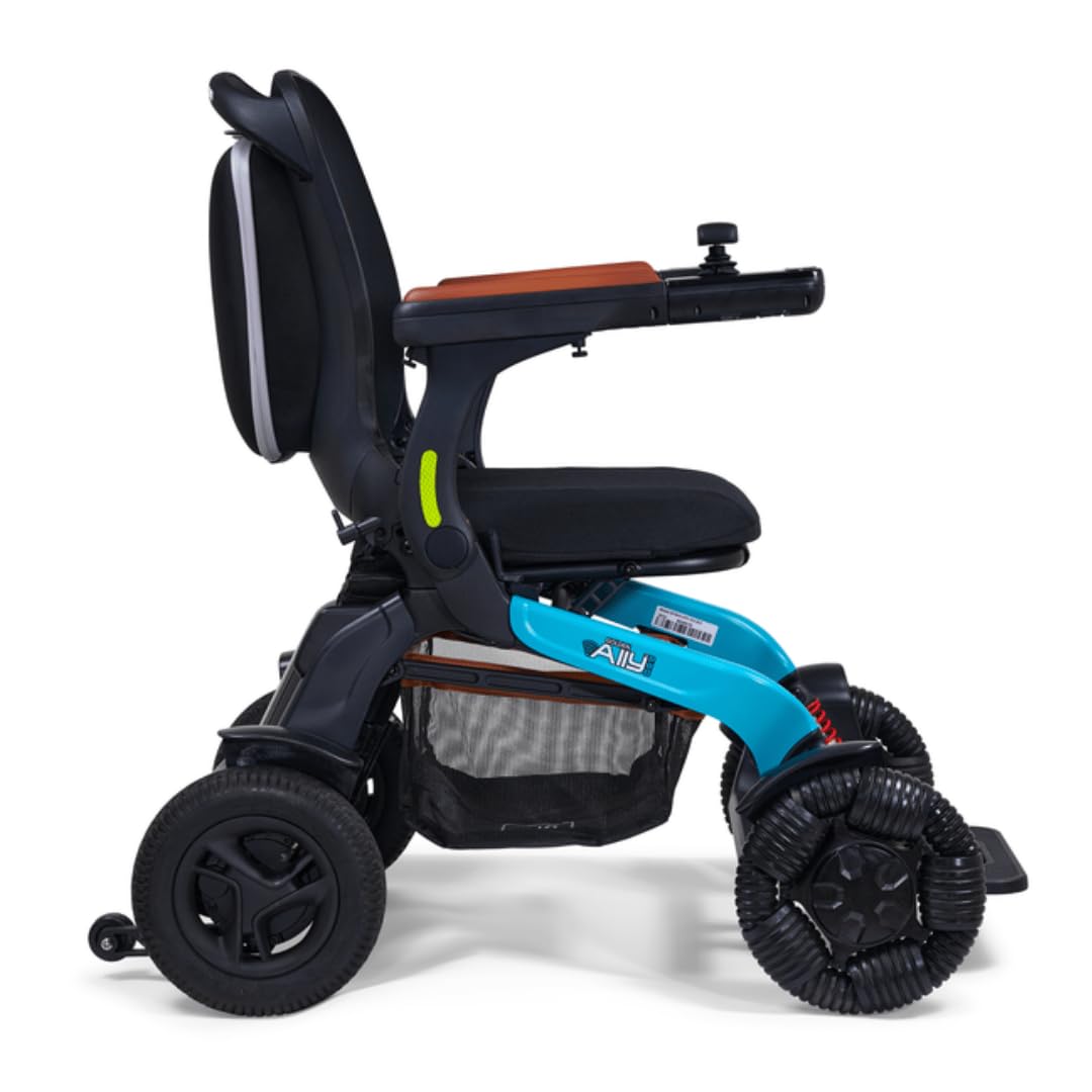 Golden Technologies Ally Pro Foldable Power Wheelchair w/ 10-inch Omni-Directional Front Wheels - Airline Approved - Suspension - 37" Turning Radius - Smart Control Mobile App (Teal)