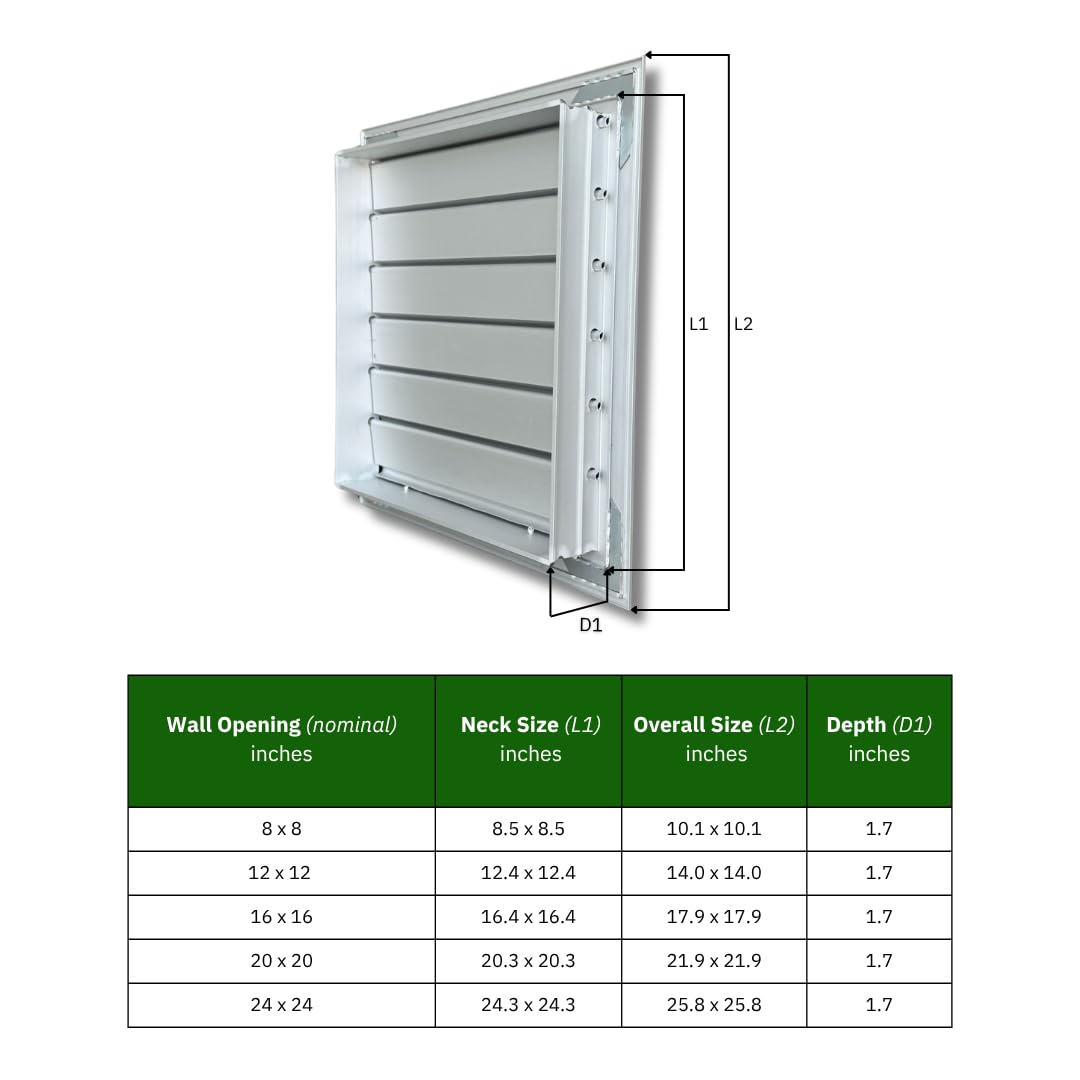 Byson Gravity Grille Anodized Aluminum with Gravity Shutter 24 x 24 inches – Weatherproof Ventilation for Walls and Crawl Spaces