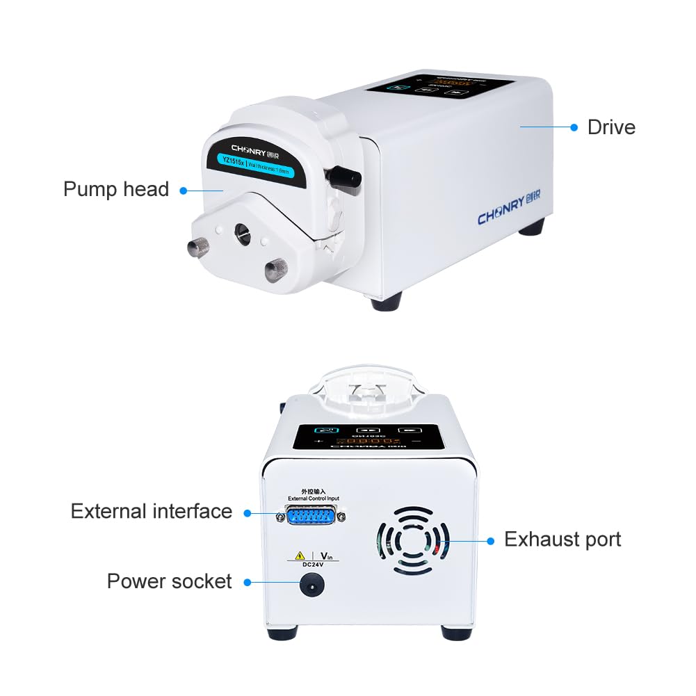 ON103C/YZ1515X High Flow Digital Transfer Peristaltic Pump Max Flow 380mL/min Small Intelligent Multi-Channel Laboratory Water Pump with Tubing 110v
