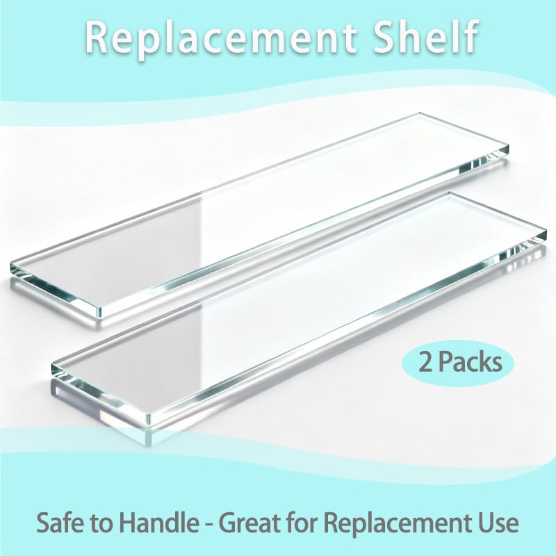 Yunguzi 2 PCS 13 Inch Acrylic Medicine Cabinet Shelves – Clear Replacement Cabinet Shelf for Bathroom, Kitchen, Living Room, Wall-Mounted & Hanging Cabinets