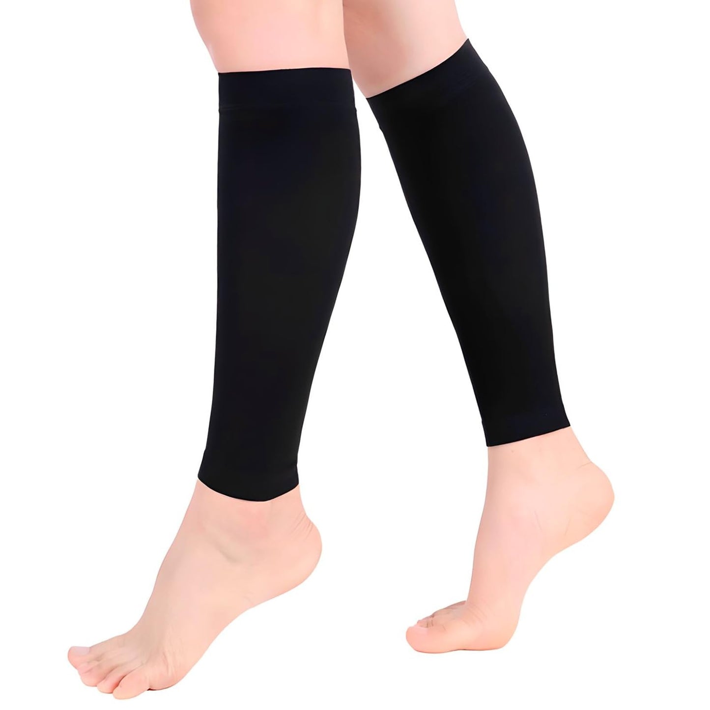 20-30 MmHg Medical Toeless Compression Socks for Women and Men,Legs Compression Sleeve Ankle Wide,Open Toe Stockings Compressions Knee Post for Varicose Vein,Circulation Recovery,for Travel,Run (Black Sleeve, L)