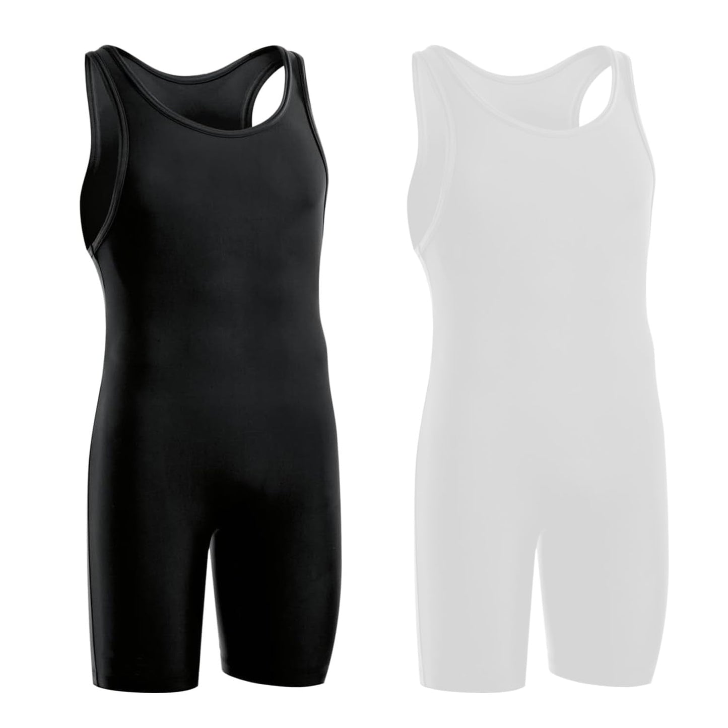 Agile Dragon Men's Wrestling Singlet, Athletic Bodysuit Uniform with Flatlock Stitching, High Compression Design (White, Adult XS)