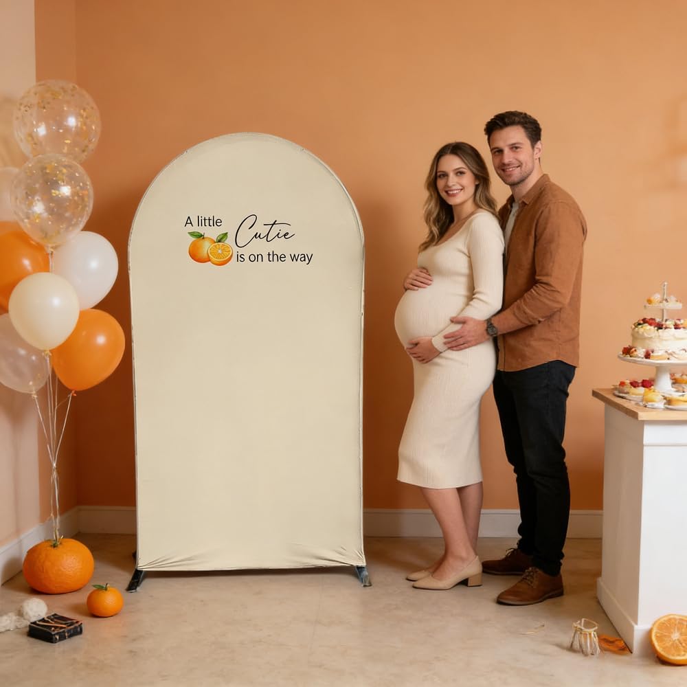 Haploquest (6FT,G-05674) Citrus Cutie Theme Baby Shower Arch Backdrop Cover Decorative Arch Banner Cover Stand Cover