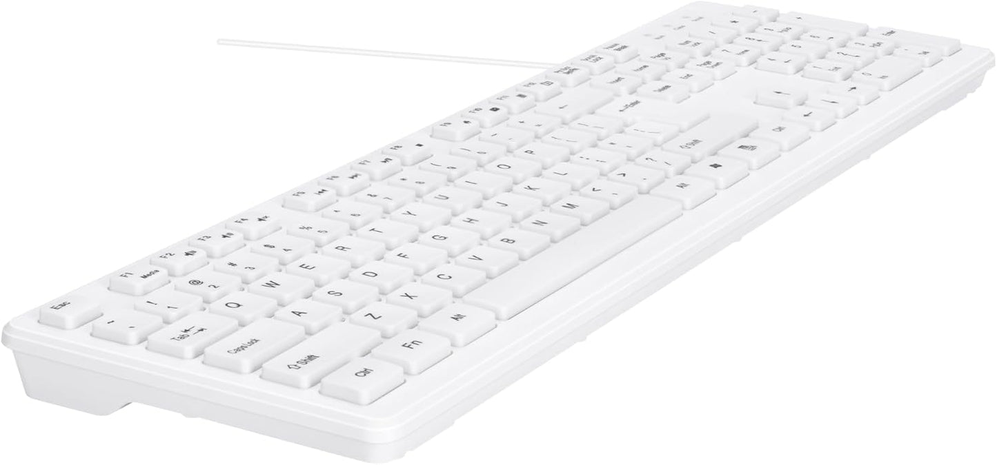 M MC Saite 104 MCSaite Wired White USB Keys Computer Keyboard with Stands,Waterproof - US Layout Compatible