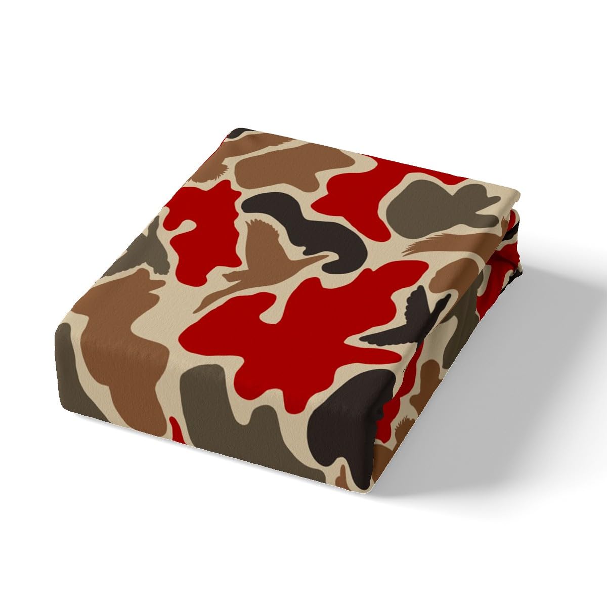 Feelyou Duck Hunter Red Camouflage Hunting Bedding Set King Kids Black Brown Comforter Cover Set for Boys Camo Army Duvet Cover Breathable Wild Bedspread Cover Room Decor Quilt Cover,No Comforter