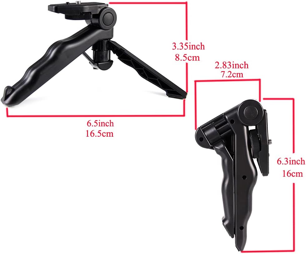 Walway 1/4" Foldable Mini Table Tripod Stand Hand Grip with Screw Compatible with Gopro/Smartphones/Compact Cameras