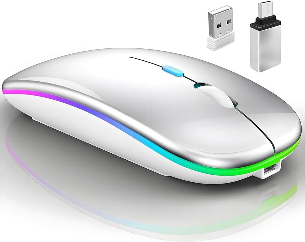 Qullqian 5.2/3.0 2.4GHz Wireless Bluetooth Mouse for MacBook Air/Mac/Pro/Laptop/Computer/PC,Rechargeable Dual Mode