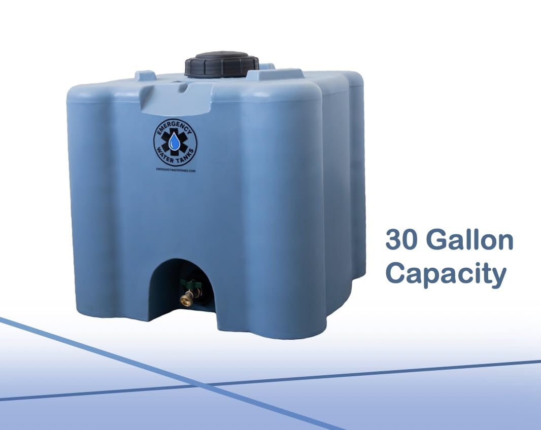 30 Gallon Stackable Emergency Water Storage Tank – Heavy-Duty Water Barrel for Long-Term Drinking Water or Preparedness