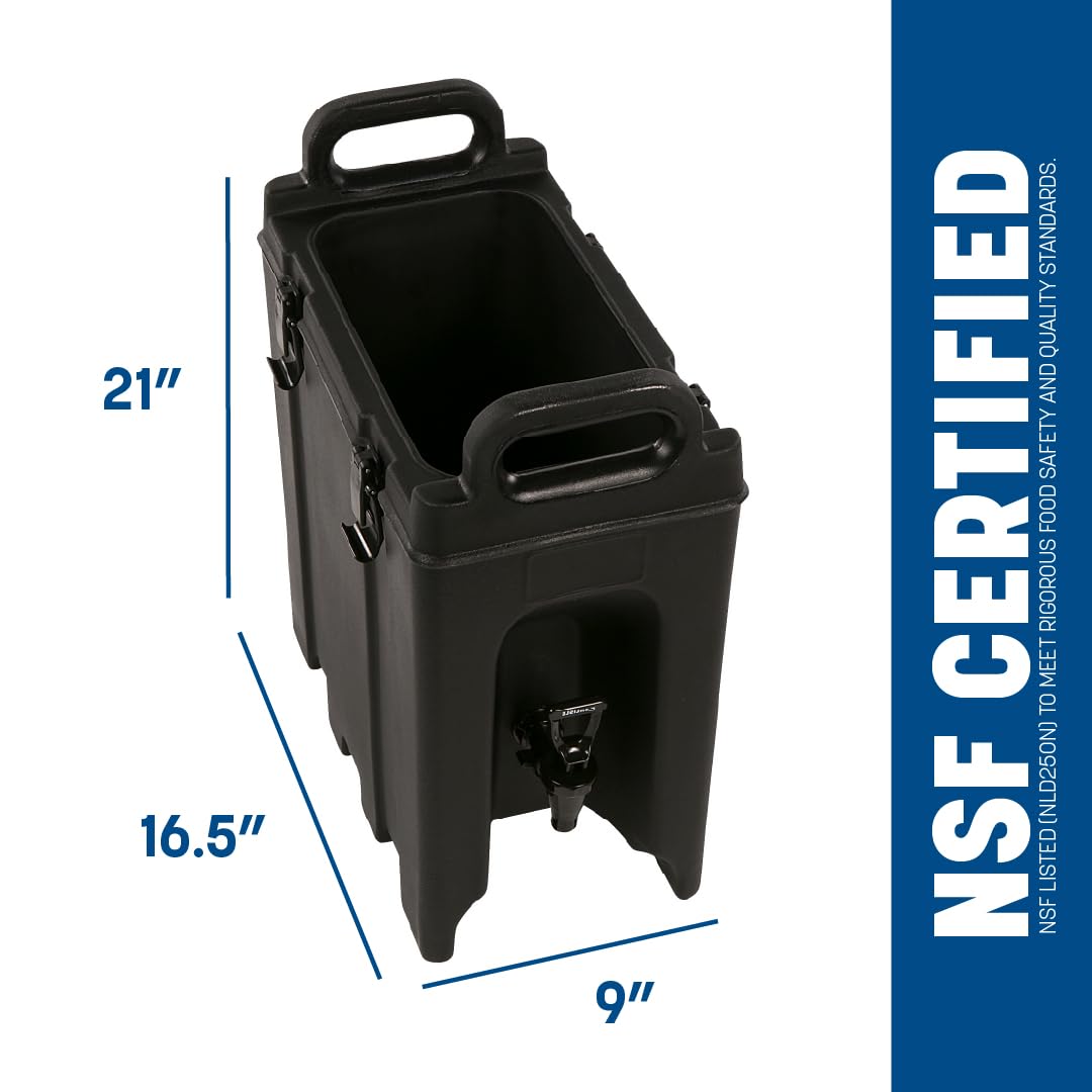 Carlisle FoodService Products Cateraide Insulated Beverage Dispenser with Handles for Catering, Events, Kitchens, And Restaurants, Plastic, 2.5 Gallons, Black
