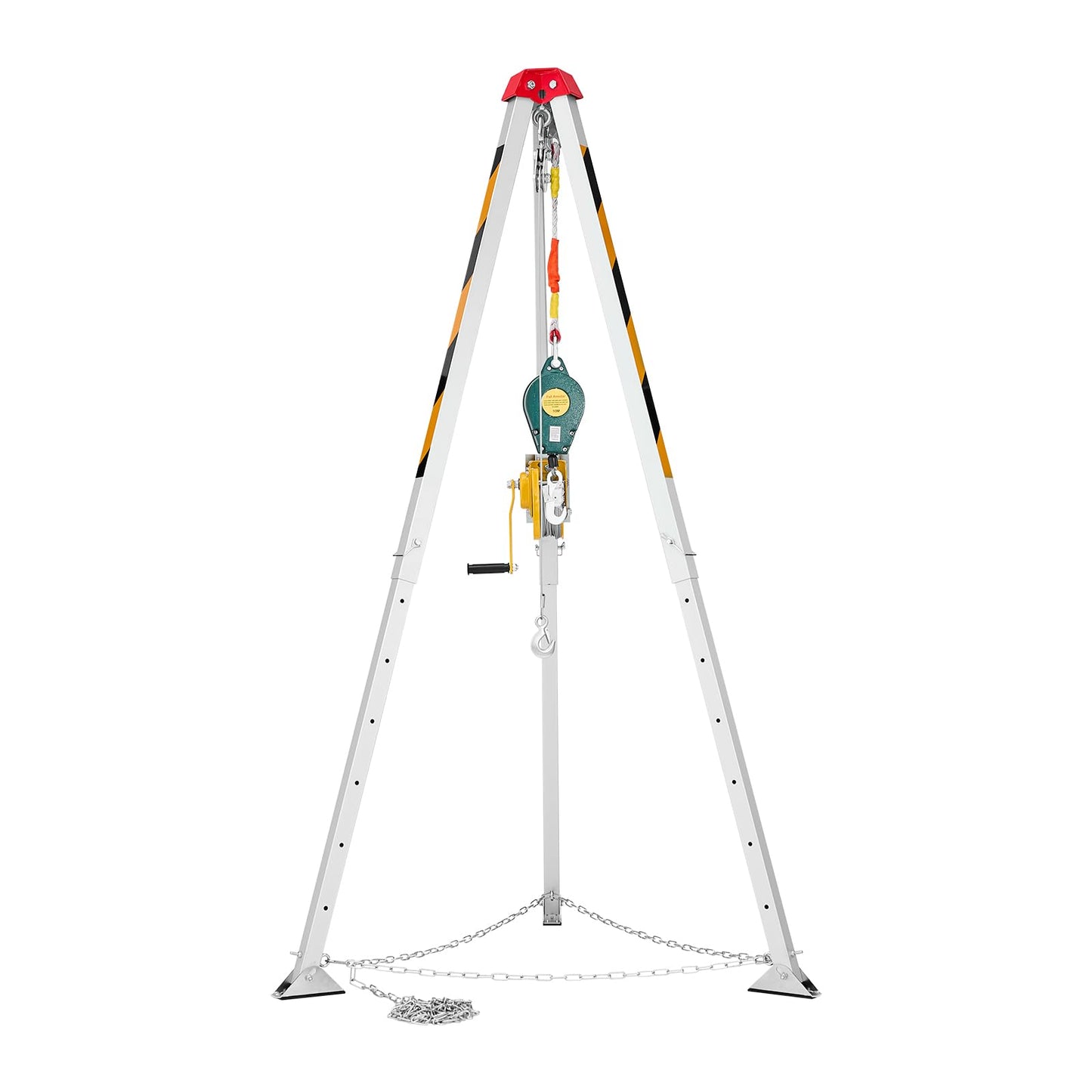 VEVOR Confined Space Tripod Kit, Heavy Duty Rescue Tripod Lifting Hoist 1200 lbs Winch, 4.1 ft Adjustable Legs, 98.5 ft Cable Portable Kit, 32.8 ft Fall Protection, 4.40-7.05 ft Working Height