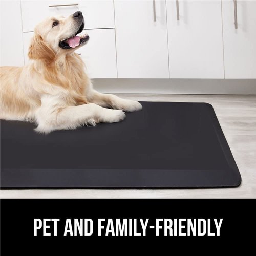 GORILLA GRIP Comfortable Cushioned Kitchen Mats for Floor, 48x20, Waterproof and Stain Resistant Soft Top, 3/4 Inch Thick Ergonomic Standing Desk Anti Fatigue Mat, Foam Supports Ankles and Feet, Black