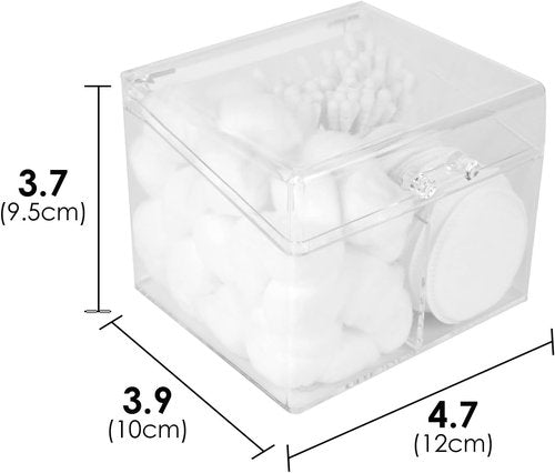 Adorila Cotton Swab Holder - 2-Compartment Design with Easy-Open Lid | Compact Clear Organizer for Bathroom