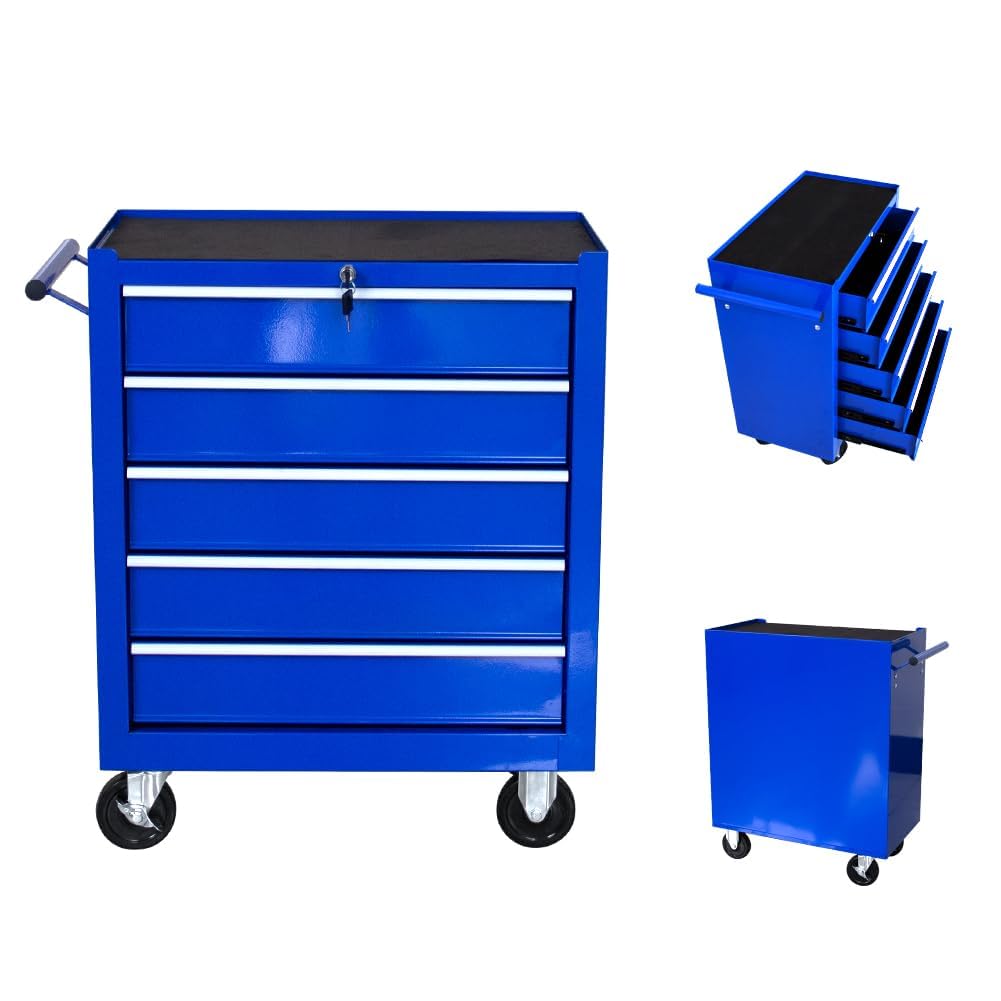 Torin 5 Drawer Tool Chest on Wheels, Rolling Garage Tool Storage Cabinet Workshop Organizer with Locking System for Garage, Warehouse, Workshop, Repair Shop