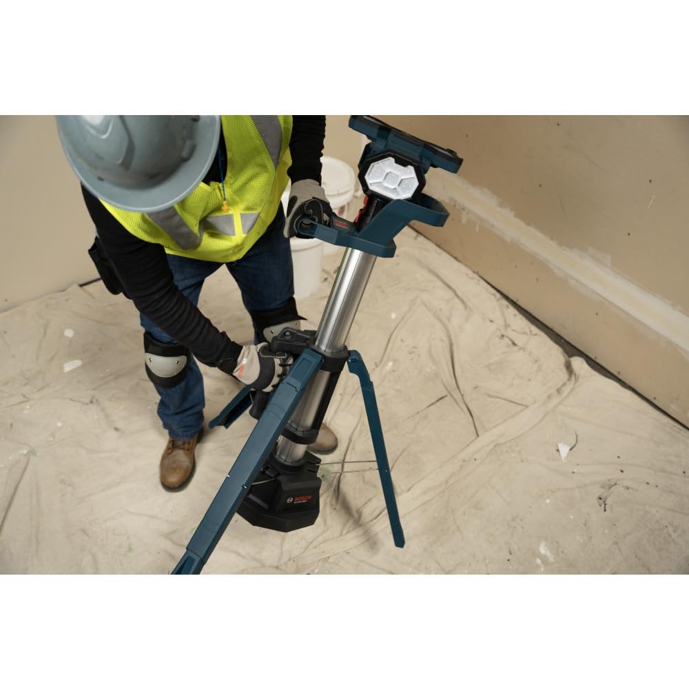 Bosch GLT18V-5000N 18V Cordless LED Tower Work Light, 5000 Lumen Portable Jobsite Light with 87-inch Telescoping Stand, Adjustable & Collapsible for Construction, Garage (Bare Tool)