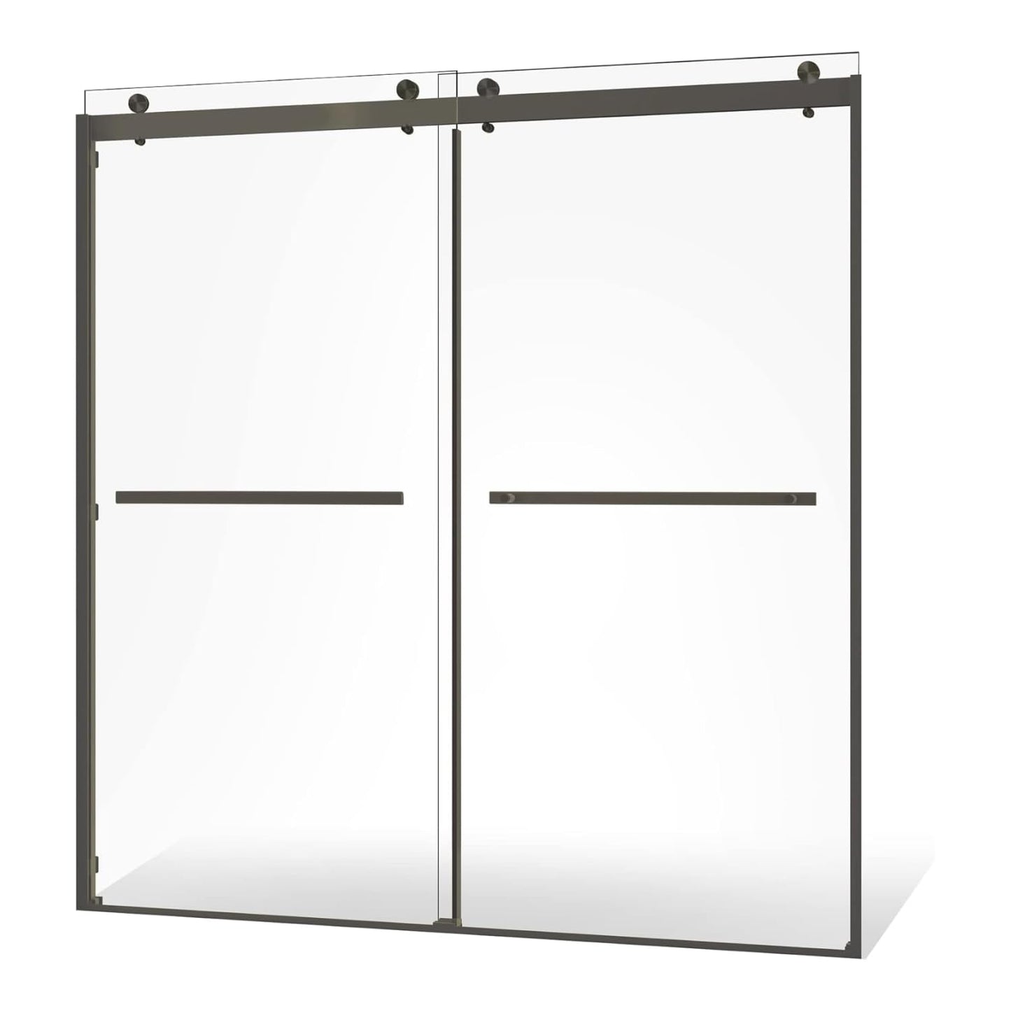 Frameless Double Sliding Shower Door 44-48 x 79 - SGCC Tempered Glass 3/8 Inch - Brushed Nickel Heavy Duty Hardware with Adjustable Wall Profiles by Fab Glass and Mirror