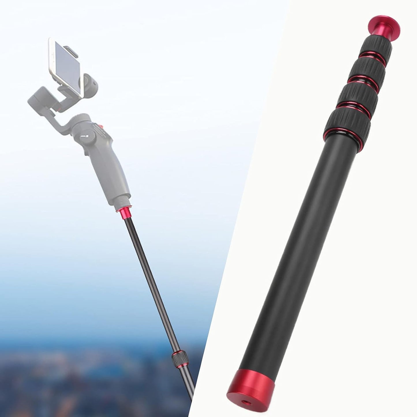 VBESTLIFE 33.5-108cm/13.2-42.5in, 1/4 Aluminum Alloy Monopod, Universal Screw Tripod Extension Rod