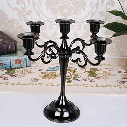 Skiennix Black Candelabra Candle Holders - 10.6 Inch Tall for Pillar & Taper Candles | Easy Assembly Halloween Decor