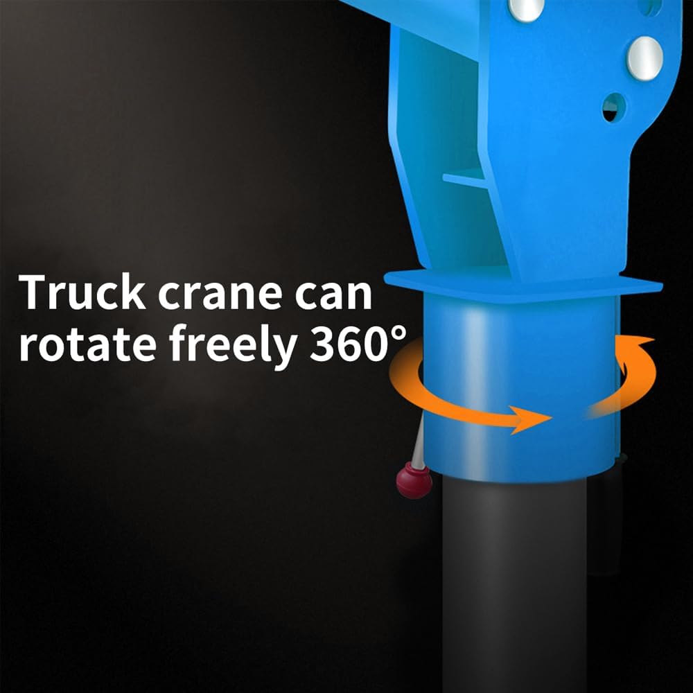 Pismire 1T/2200lb Folding Truck-Mounted Bed Crane - 5000lb 12V Electric Winch, 360° Swivel, Quick Removal Design, Painted Steel for Pickups，Blue