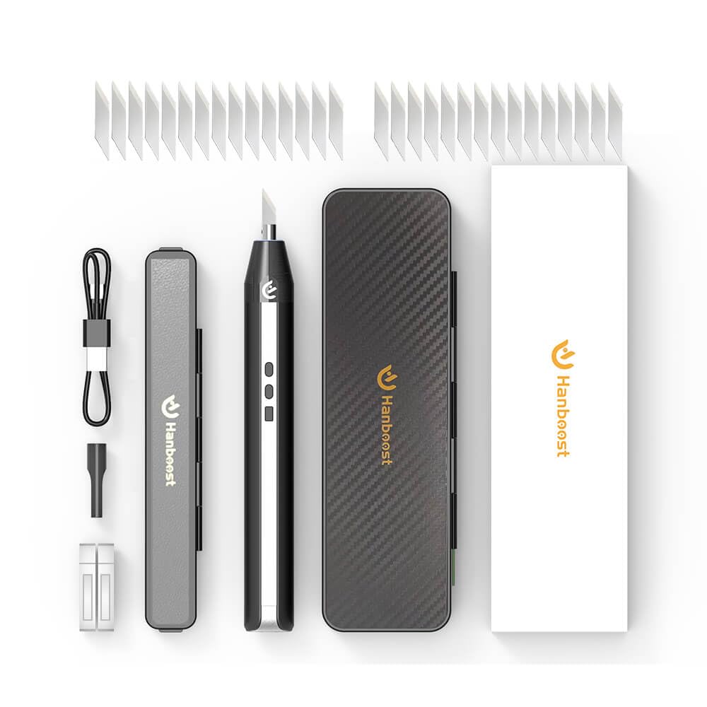 Hanboost C1 Wireless Ultrasonic Cutter, 40,000Hz Electric Craft Knife, 3 Power Modes & LED, Portable Hobby Tool for 3D Print Support Removal, Plastic Model, Leather, Wood & DIY Makers