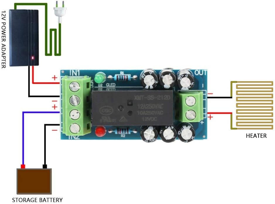 Walfront 12V 12A Power Controller Module Battery Emergency Switch, DC Automatic Power Controller Adapter Storage