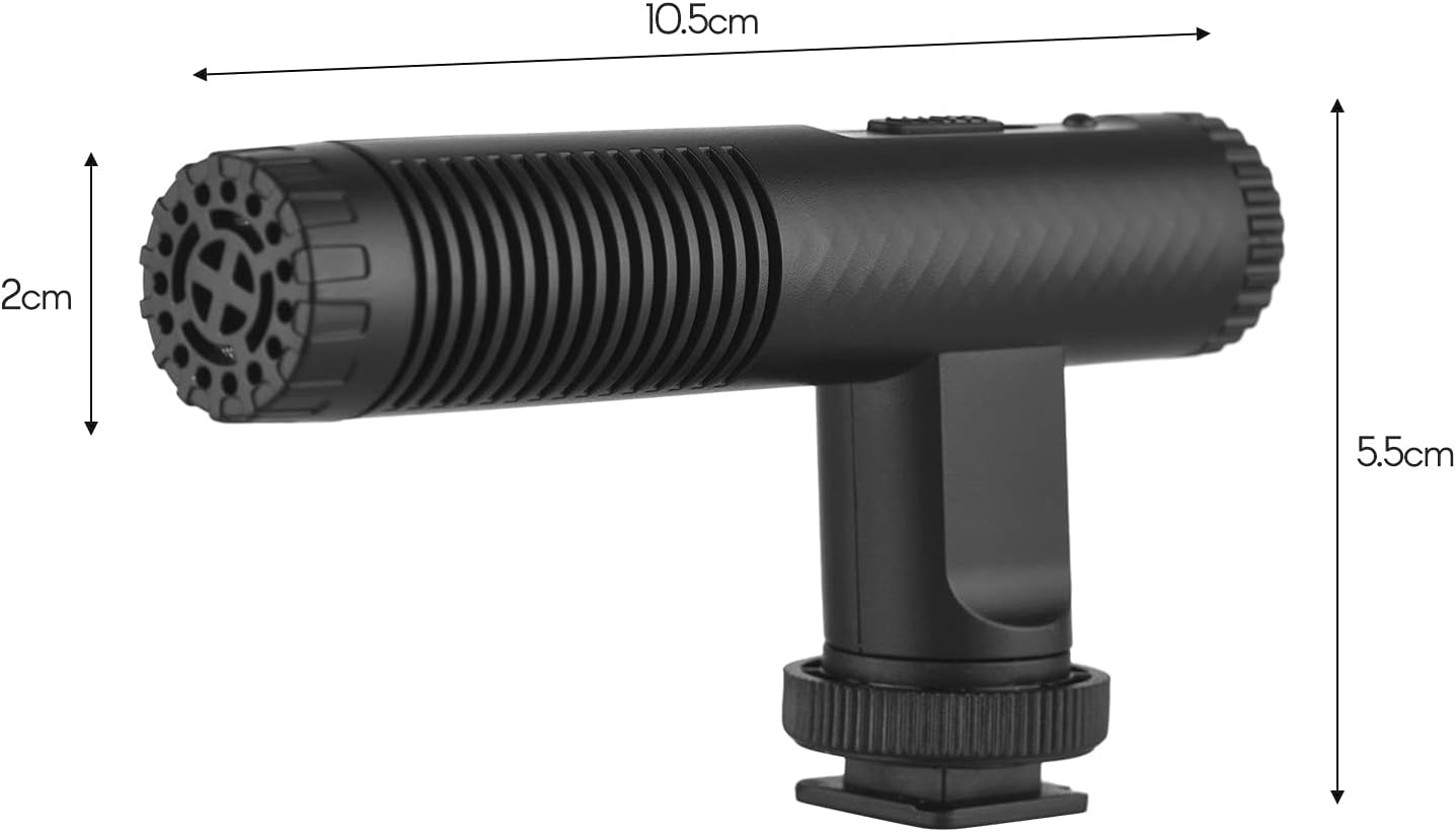 Namolit 3.5mm Portable Stereo Microphone Video Recording Mic TRS Plug Built-in Rechargeable Battery for DSLR Cameras