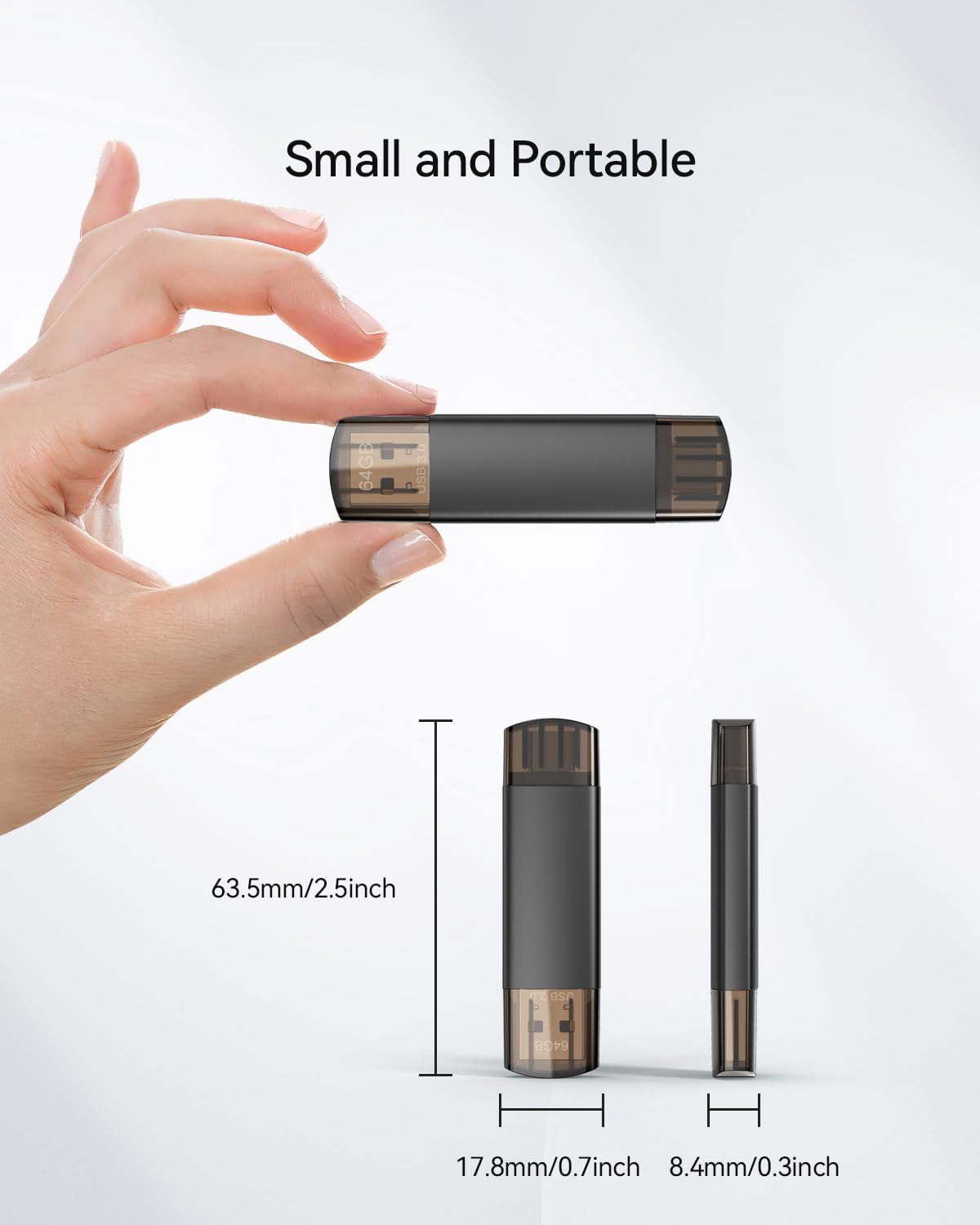 JOIOT 64GB 3.0 2-in-1 (2 Pack) USB C Flash Drive Dual USB Flash Drive Type C + USB A Portable Type-C Flash Drive USB-C