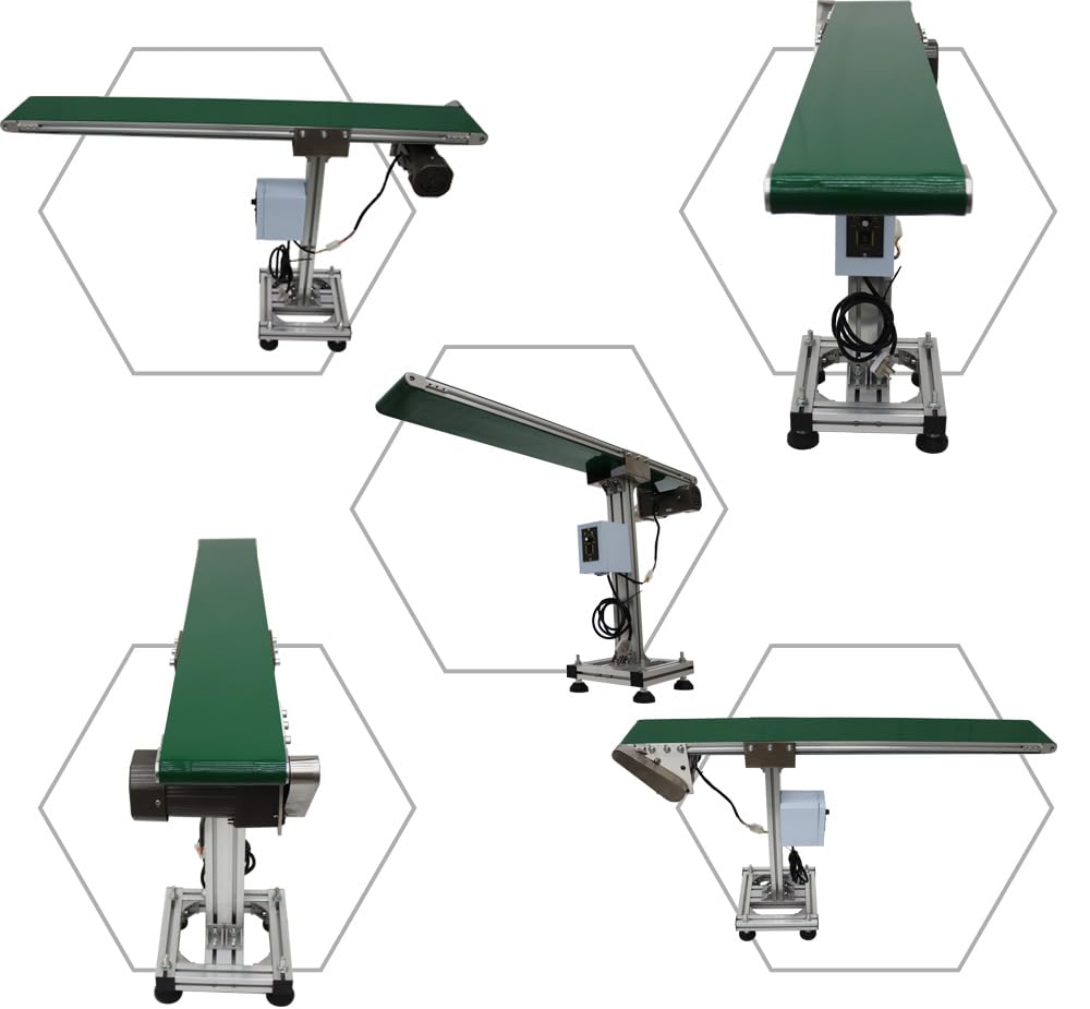 HayWHNKN Electric Conveyor Belts Systems 47x5.9inch Belt Conveyor Singel Row Leg Adjustable Speed PVC Belt Aluminum Frame