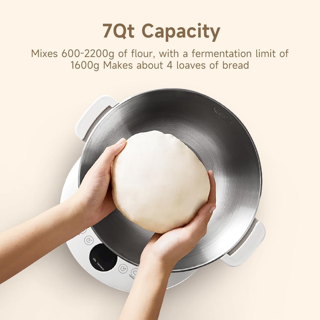 Joydeem HMJ-A701 Electric Dough Maker (7.4Qt) with Ferment Function - Ideal for Bread, Pizza, Sourdough & Dumpling Dough Mixer