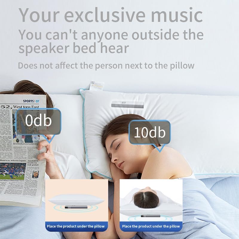SERENAGLOW Pillow Speaker for Sleeping, Portable Sleep Aid Build-in Bone Conduction, Mini Bluetooth White Noise Machine