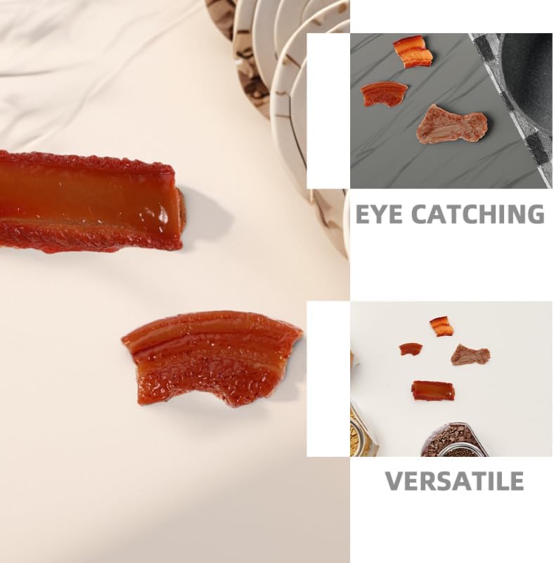 10Pcs Fake Meat Pork Ribs Artificial Food Props Lifelike Meat Fake Food for Kitchen Display Restaurant Cabinet