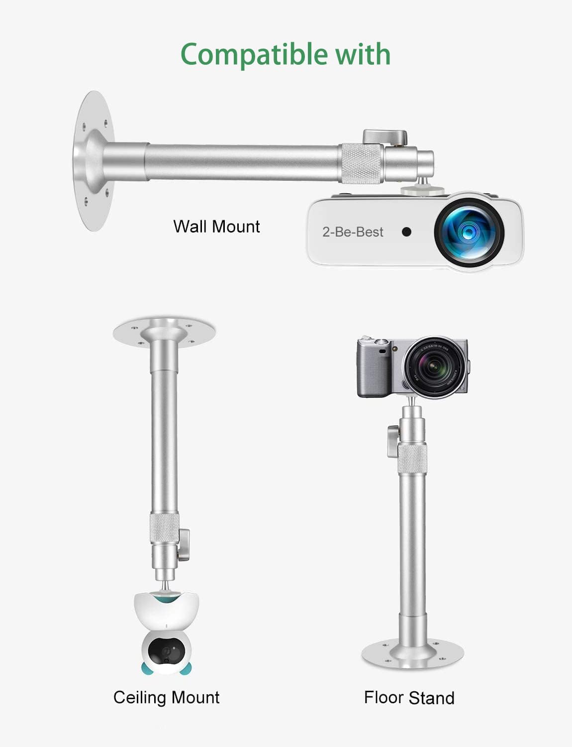 2-Be-Best Mount,14-24in 37-62cm 360 Upgraded Projector / Projector Ceiling Mount Extendable Ceiling Projectors Mounts