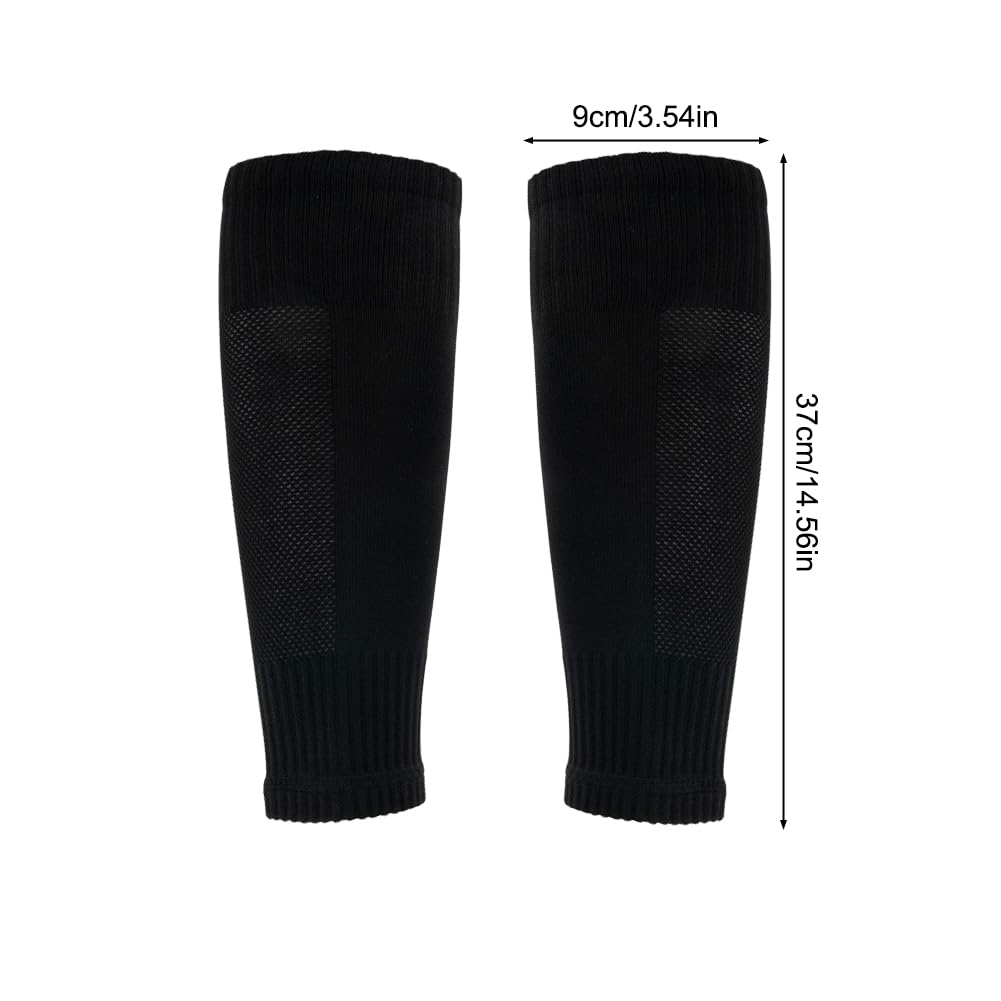 Ukontagood 4 Pairs Leg Sleeves for Soccer Socks, Shin Guard Sleeves to Accompany Anti-Slip Socks, Soccer Sleeve Socks for Youth Adults (Black)