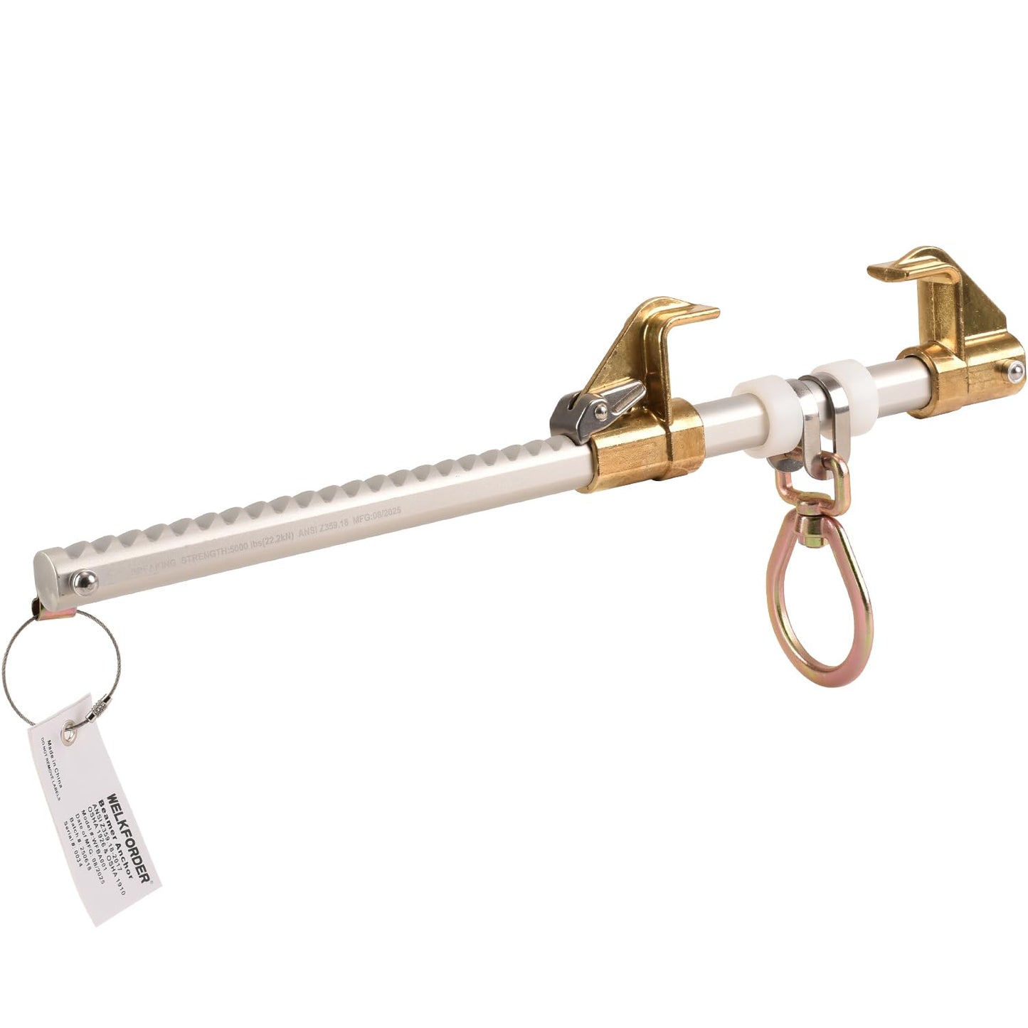 WELKFORDER Horizontal Sliding Beam Anchor Fits 3.5" to 14" Beams [Rugged & Reusable Aluminum] ANSI & OSHA Compliant Fall Protection Positioning Equipment