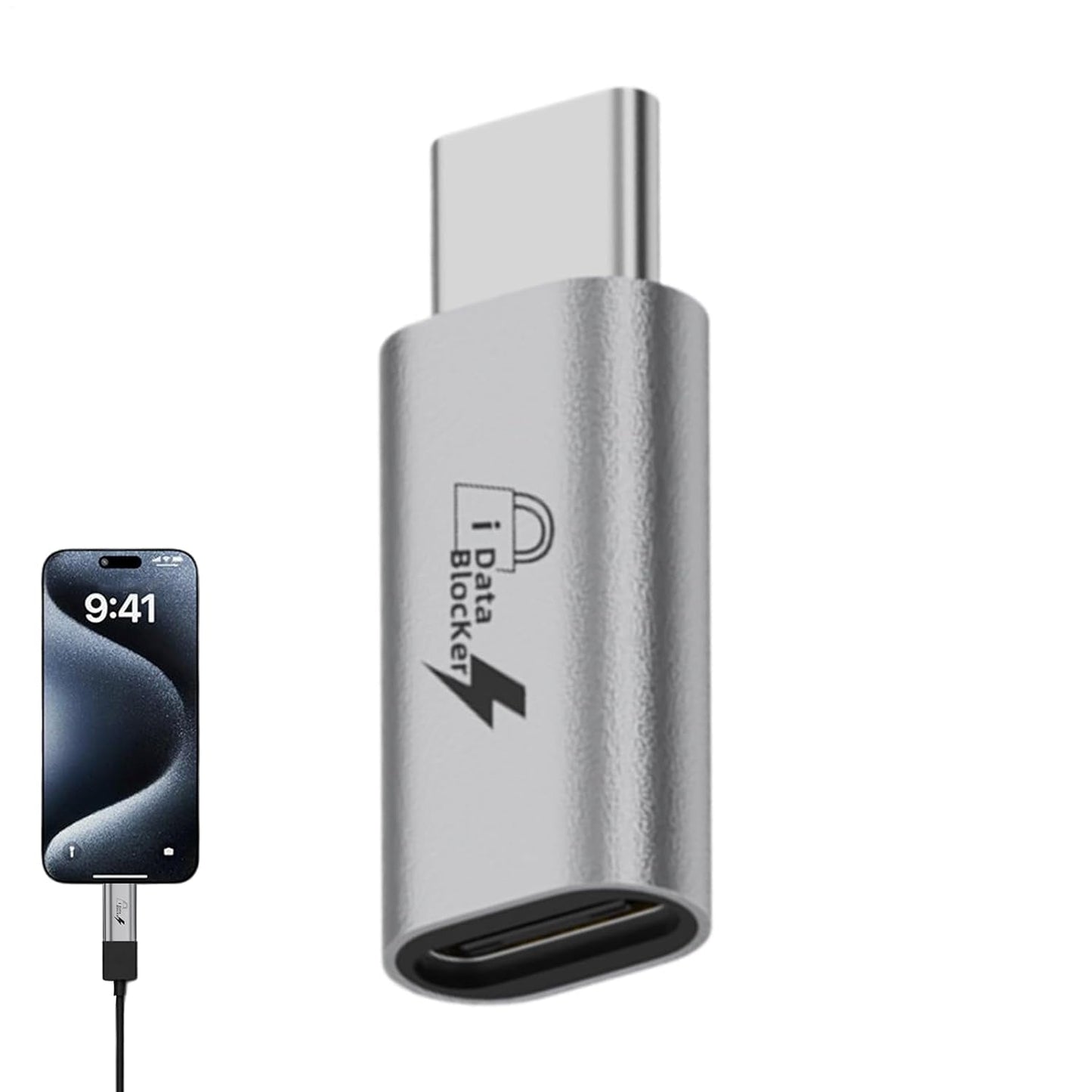 Generic 2.5x1.5cm USB Data Blocker, Aluminum Alloy Anti Juice Jacking Adapter Type-C to Type-C USB Protector Charging