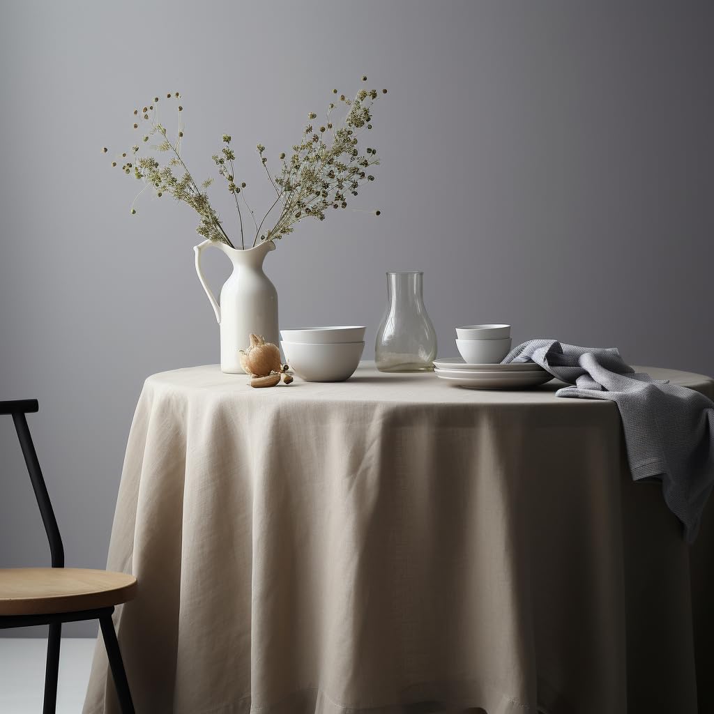 EVERLY 100% Pure Linen Round Tablecloths 80Inch Round Machine Washable Tablecloth for Thanksgiving,Decorative Halloween,Buffet Parties,Picnic,Events,Weddings and Restaurants-Natural Linen