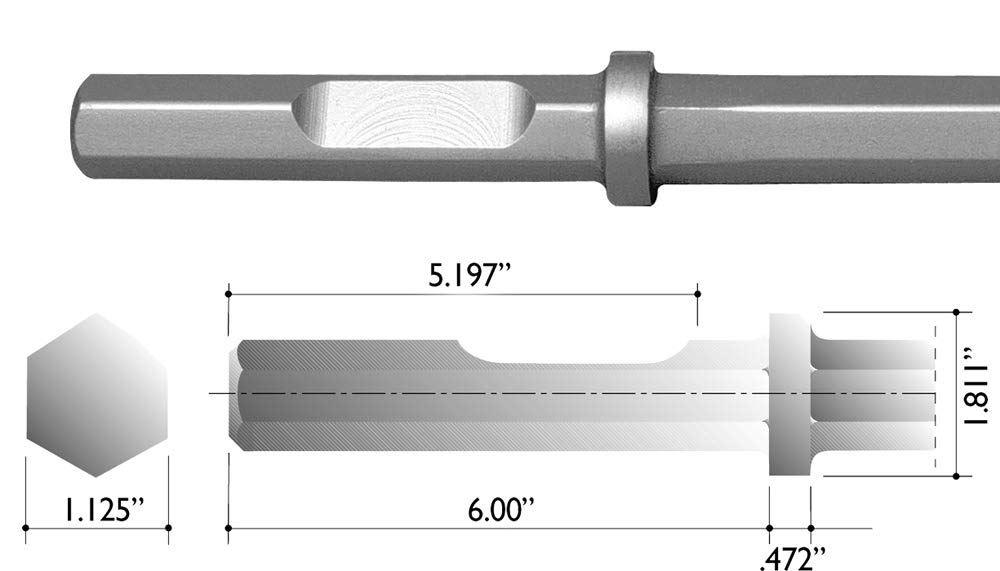6" Wide 1-1/8" Hex Notch Shank Heavy Duty Floor Scraper System with Replacement Blade Bundle - Champion Chisel - Demolition Hammer Carts
