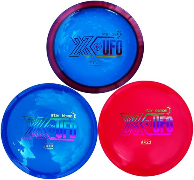 X-UFO Disc Golf Starter Set - 3 Piece Professional Disc Golf Set for Beginners, Lightweight & Portable, Putter Driver Midrange 170g-173g
