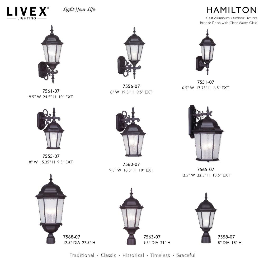 Livex Lighting 7557-07 Hamilton 4 Light Outdoor 4 Head Post, Bronze,25" x 24.5" x 28"