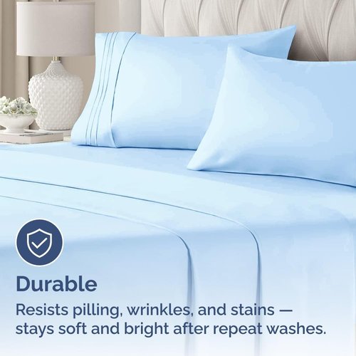 King Standard Pillow Cases - Soft Hotel Quality Covers | Comfy, Fade-Free & Wrinkle Resistant - Light Blue Set of 2