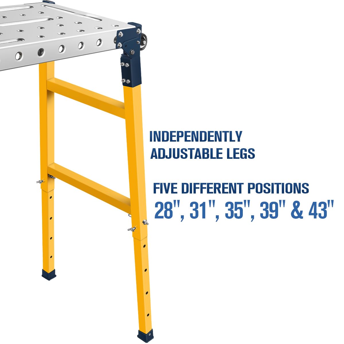 FUNTECK Versatile Portable Steel Work Platform and Welding Table with Casters | 55 x 14-inch Galvanized Tabletop | 1100 lbs. Load Capacity | Adjustable Height